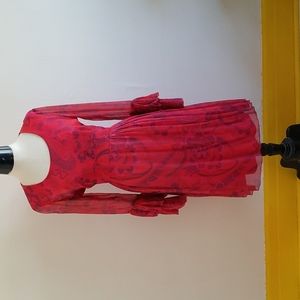 VINTAGE 1960s red paisley chiffon a-line dress
